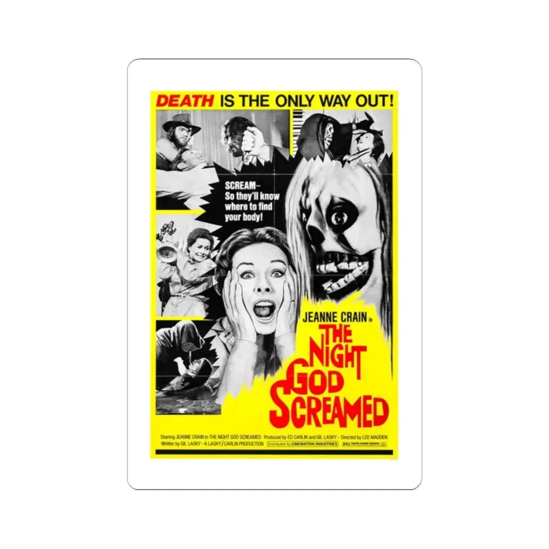 THE NIGHT GOD SCREAMED 1971 Movie Poster - STICKER Vinyl Kiss-Cut Decal 2 Inch White - The Sticker Space