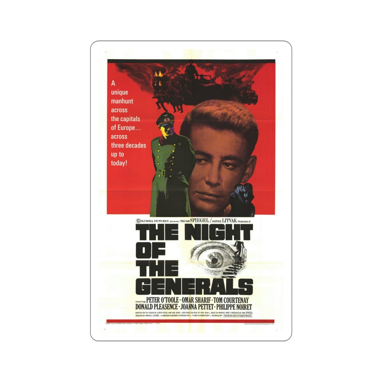 The Night of the Generals 1967 Movie Poster STICKER Vinyl Die-Cut Decal-6 Inch-The Sticker Space