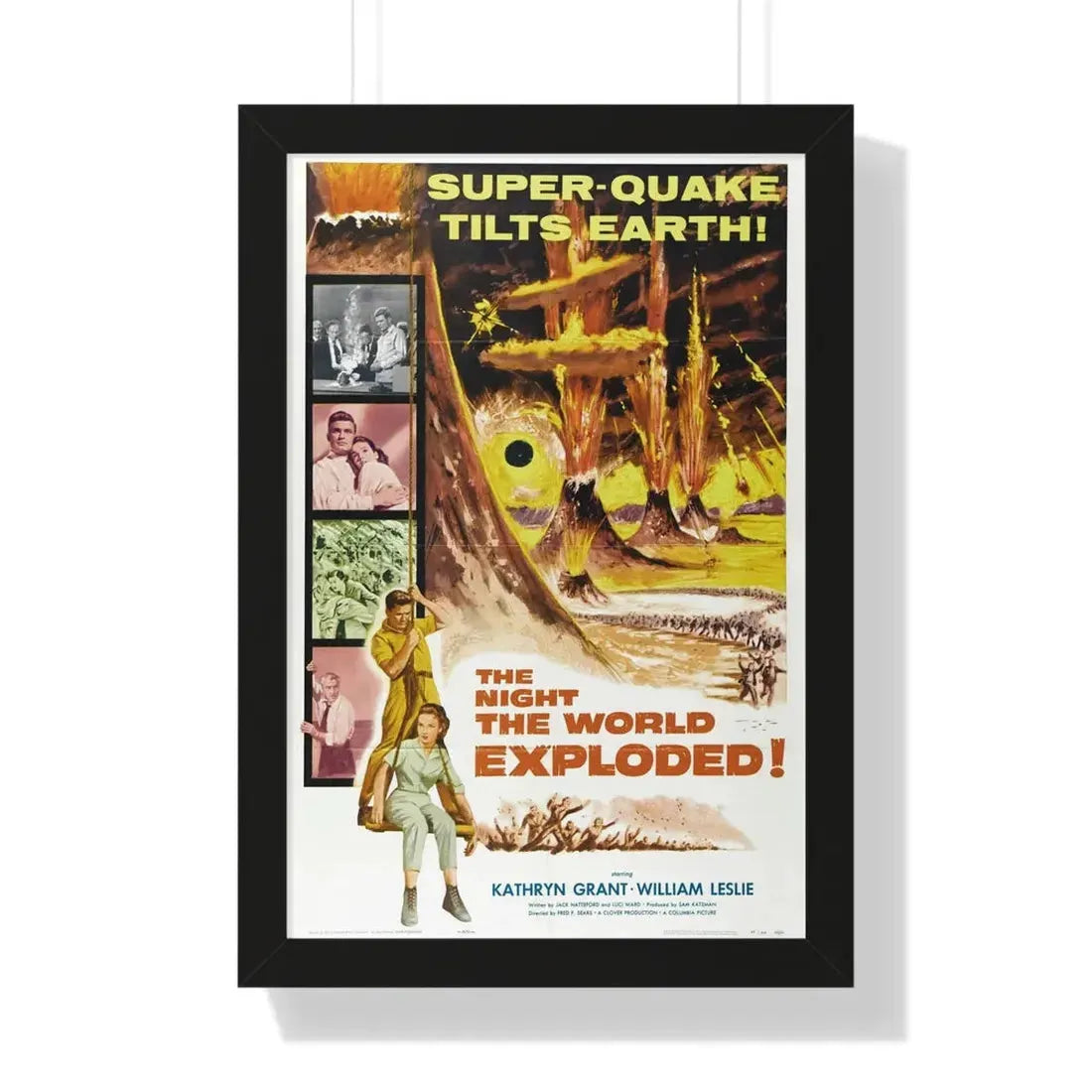 THE NIGHT THE WORLD EXPLODED 1957 - Framed Movie Poster 16″ x 24″ Black - The Sticker Space