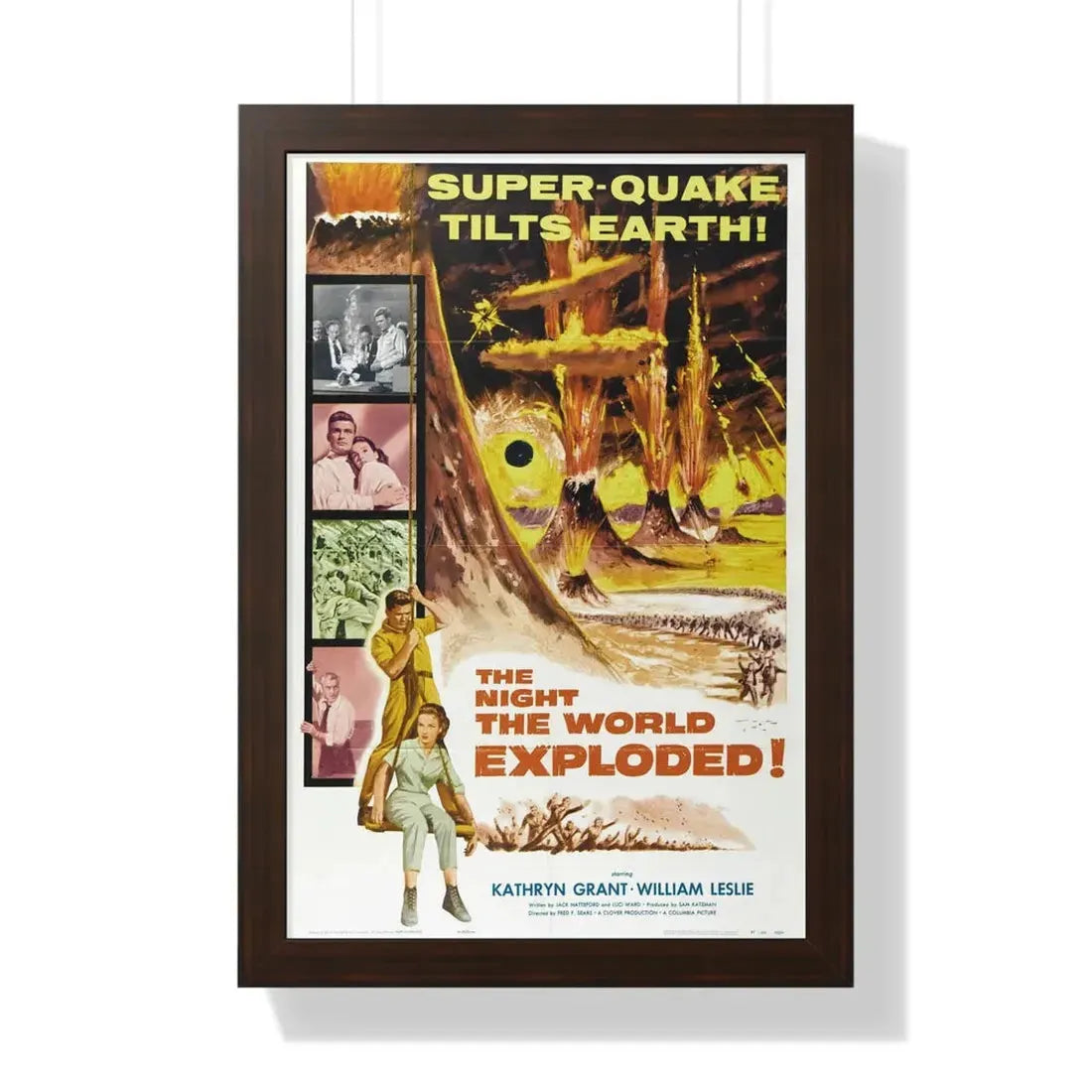 THE NIGHT THE WORLD EXPLODED 1957 - Framed Movie Poster 16″ x 24″ Walnut - The Sticker Space