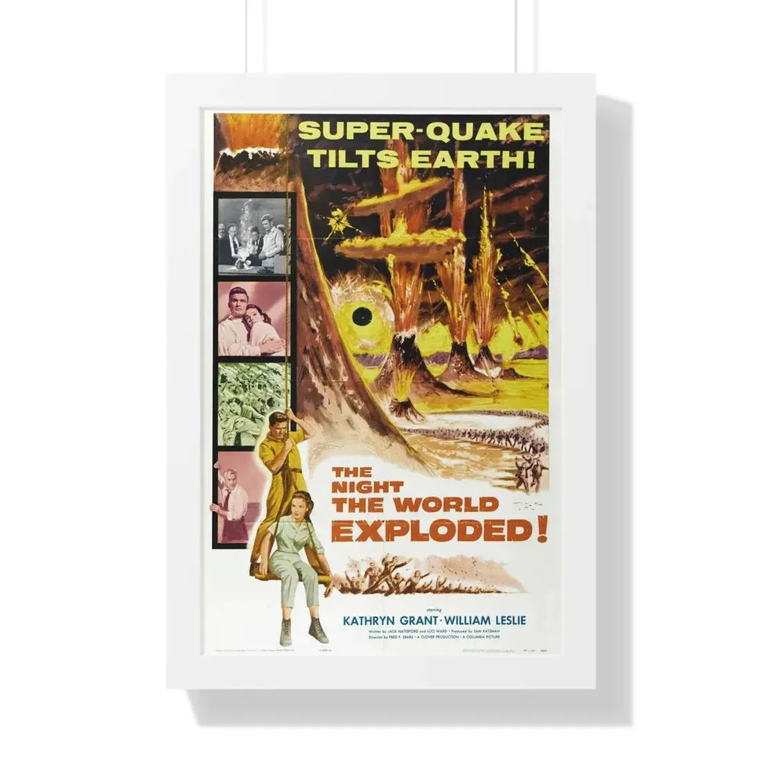 THE NIGHT THE WORLD EXPLODED 1957 - Framed Movie Poster 16″ x 24″ White - The Sticker Space