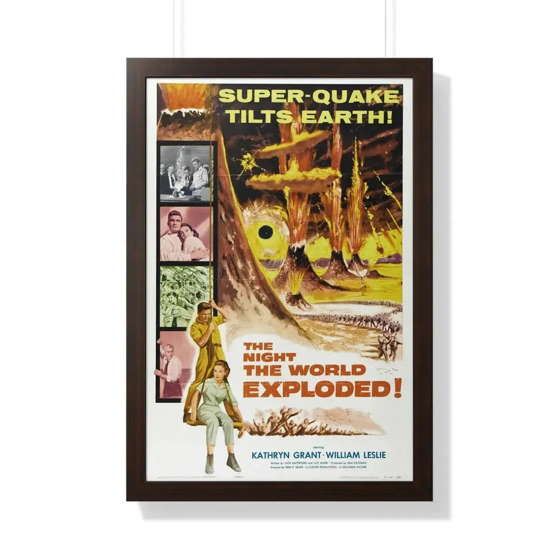 THE NIGHT THE WORLD EXPLODED 1957 - Framed Movie Poster 20" x 30" Walnut - The Sticker Space