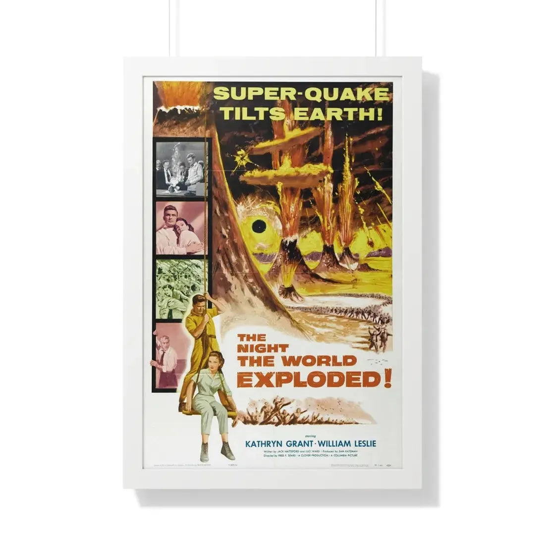 THE NIGHT THE WORLD EXPLODED 1957 - Framed Movie Poster 20" x 30" White - The Sticker Space
