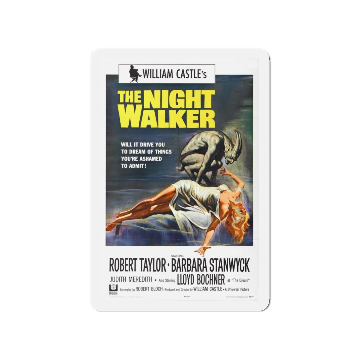 THE NIGHT WALKER 1964 Movie Poster - Refrigerator Magnet-3" x 3"-The Sticker Space