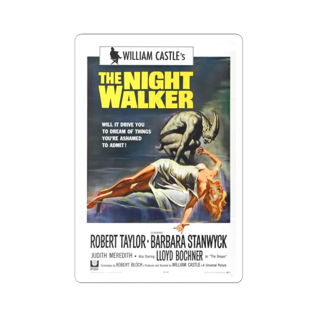 THE NIGHT WALKER 1964 Movie Poster - STICKER Vinyl Kiss-Cut Decal 2 Inch White - The Sticker Space