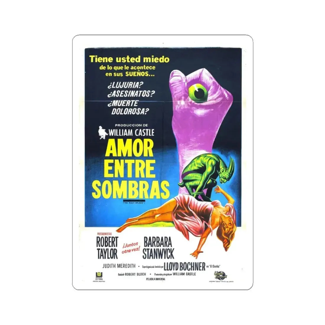 THE NIGHT WALKER (3) 1964 Movie Poster - STICKER Vinyl Kiss-Cut Decal 3 Inch White - The Sticker Space