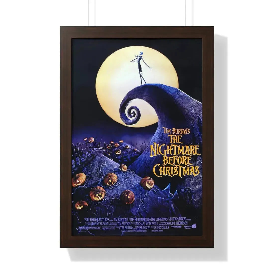 THE NIGHTMARE BEFORE CHRISTMAS 1993 - Framed Movie Poster 16″ x 24″ Walnut - The Sticker Space