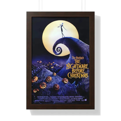 THE NIGHTMARE BEFORE CHRISTMAS 1993 - Framed Movie Poster 16″ x 24″ Walnut - The Sticker Space