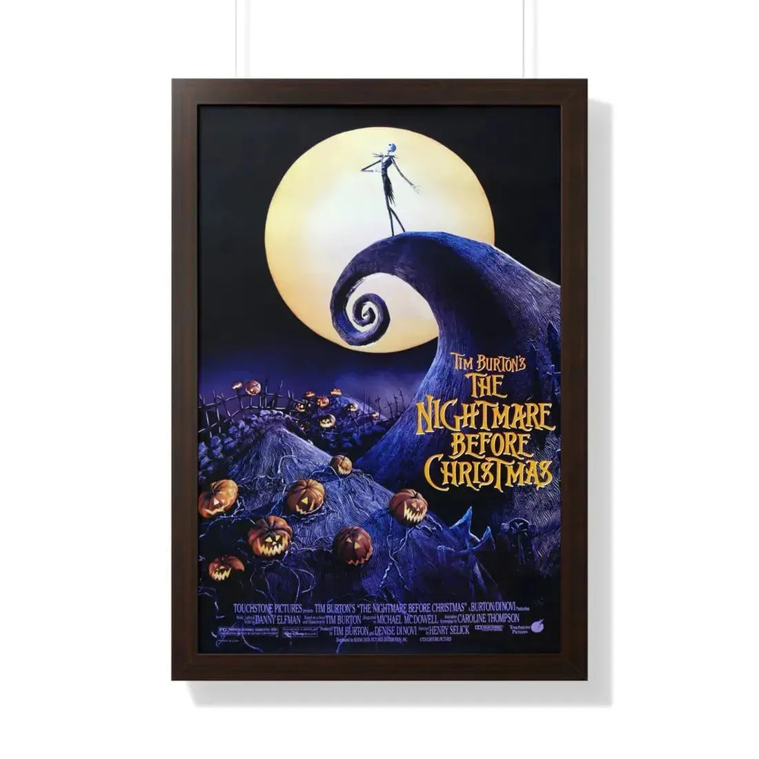THE NIGHTMARE BEFORE CHRISTMAS 1993 - Framed Movie Poster 20" x 30" Walnut - The Sticker Space