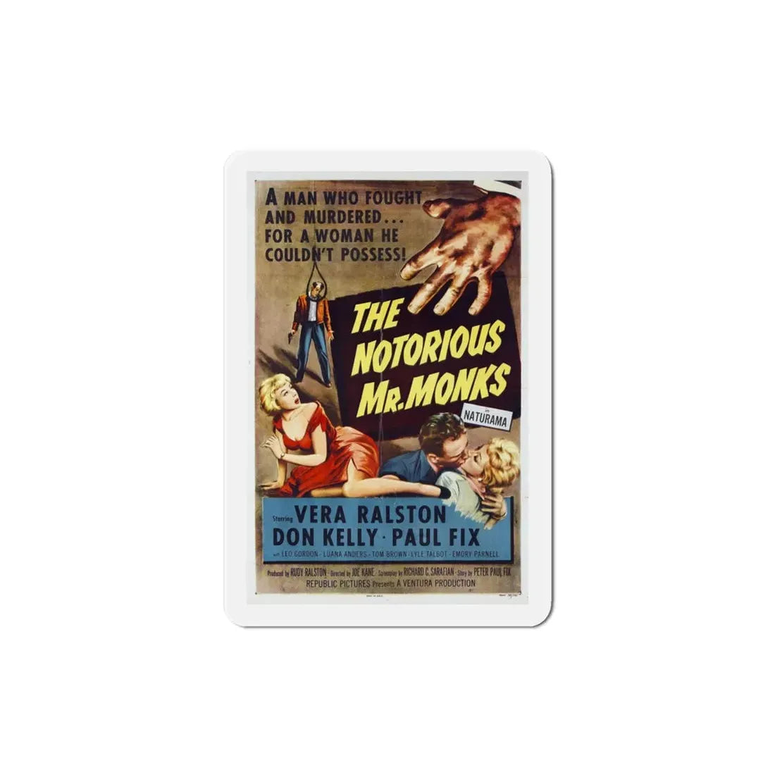 The Notorious Mr Monks 1958 Movie Poster Refrigerator Magnet 4 Inch - The Sticker Space