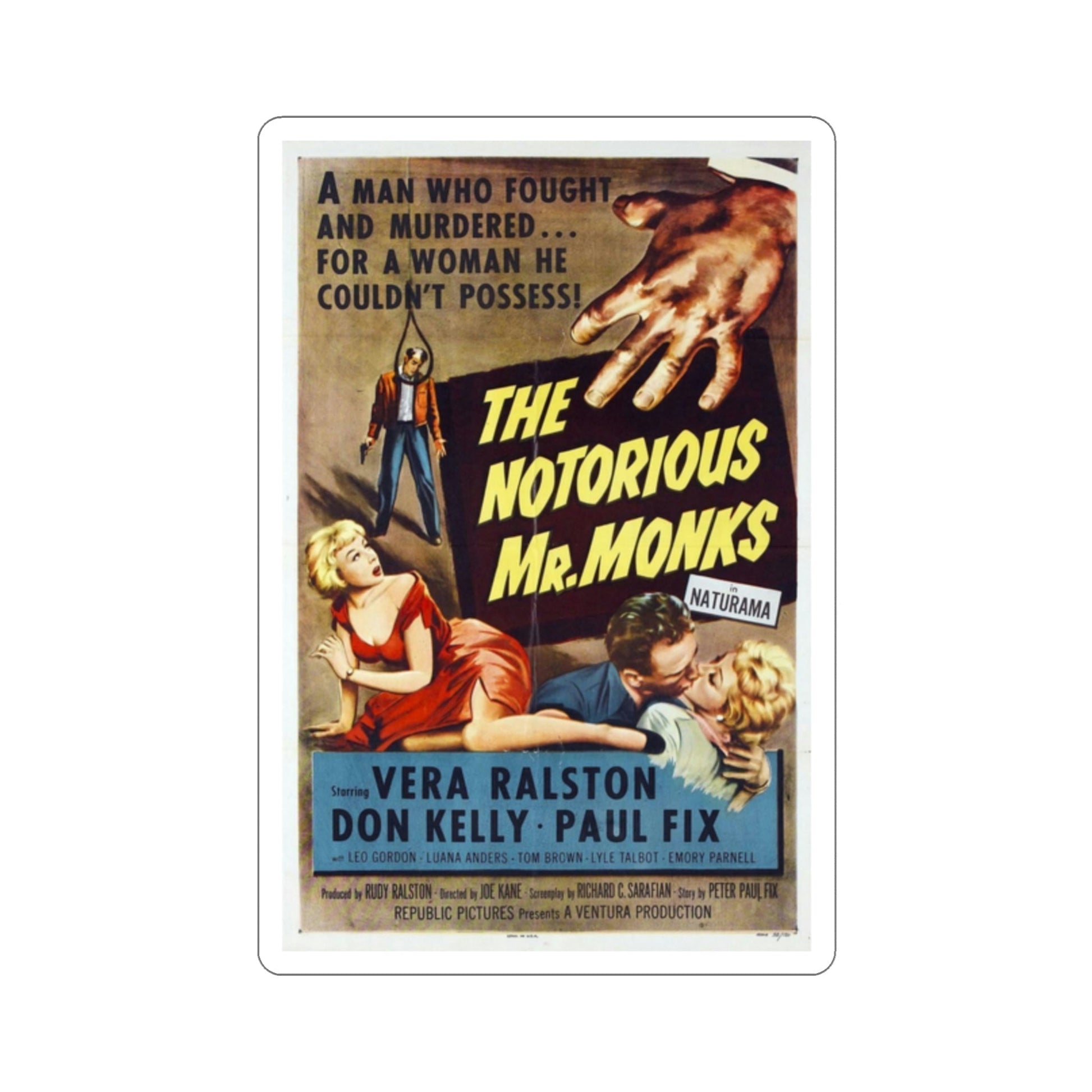 The Notorious Mr Monks 1958 Movie Poster STICKER Vinyl Die-Cut Decal-2 Inch-The Sticker Space