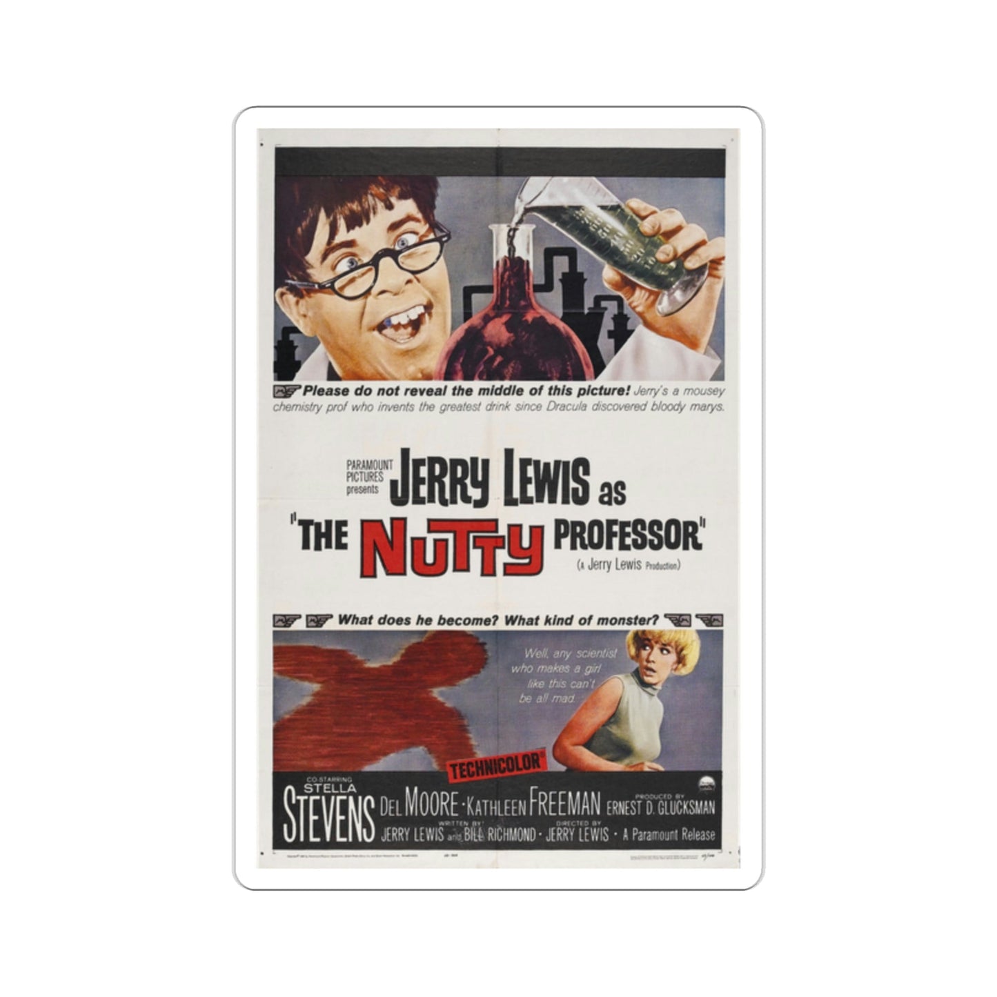 The Nutty Professor 1963 Movie Poster STICKER Vinyl Die-Cut Decal-2 Inch-The Sticker Space