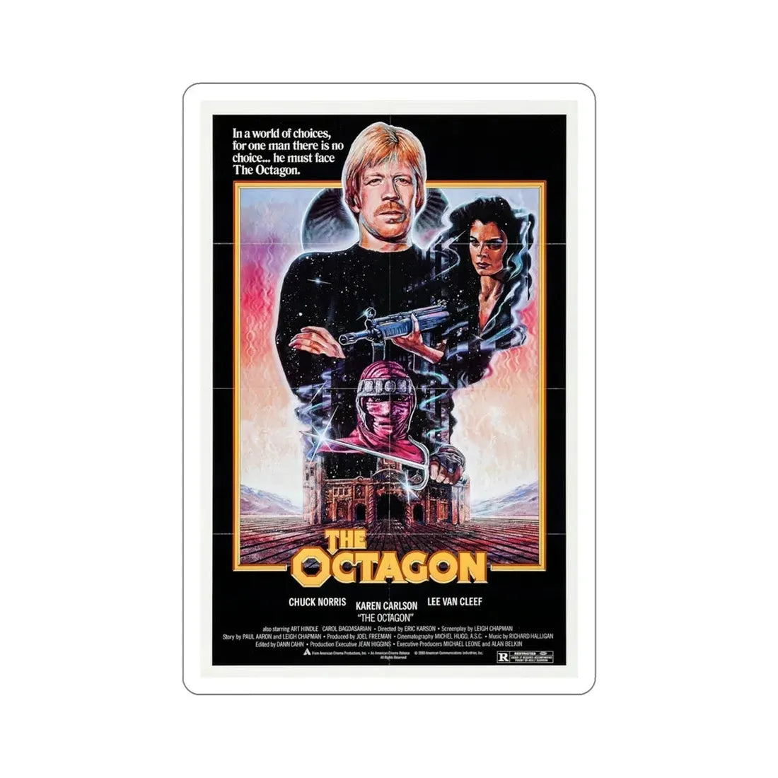 The Octagon 1980 Movie Poster STICKER Vinyl Die-Cut Decal 6 Inch - The Sticker Space