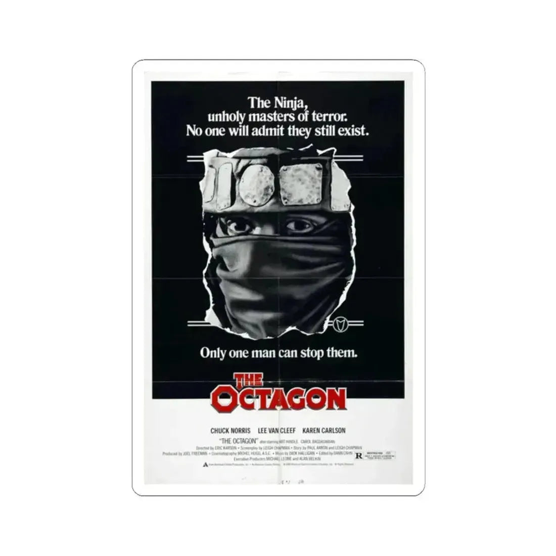 THE OCTAGON 1980 Movie Poster - STICKER Vinyl Kiss-Cut Decal 2 Inch White - The Sticker Space