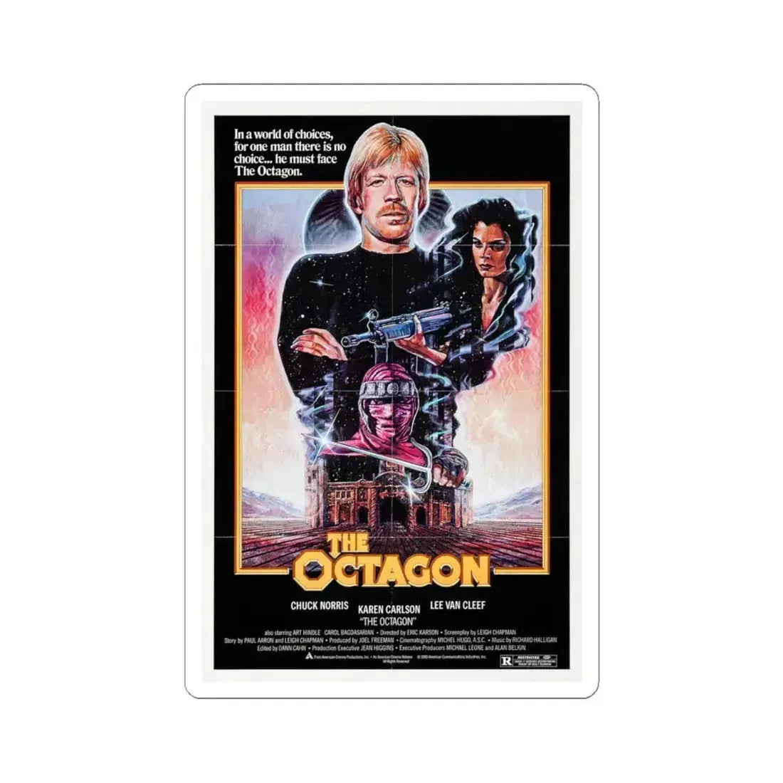 The Octagon 1980 Movie Poster - STICKER Vinyl Kiss-Cut Decal 4 Inch White - The Sticker Space