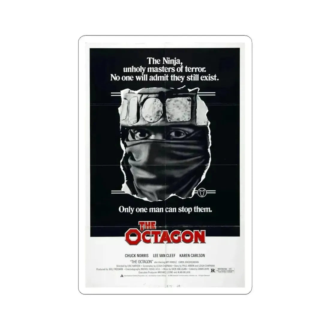 THE OCTAGON 1980 Movie Poster - STICKER Vinyl Kiss-Cut Decal 6 Inch White - The Sticker Space