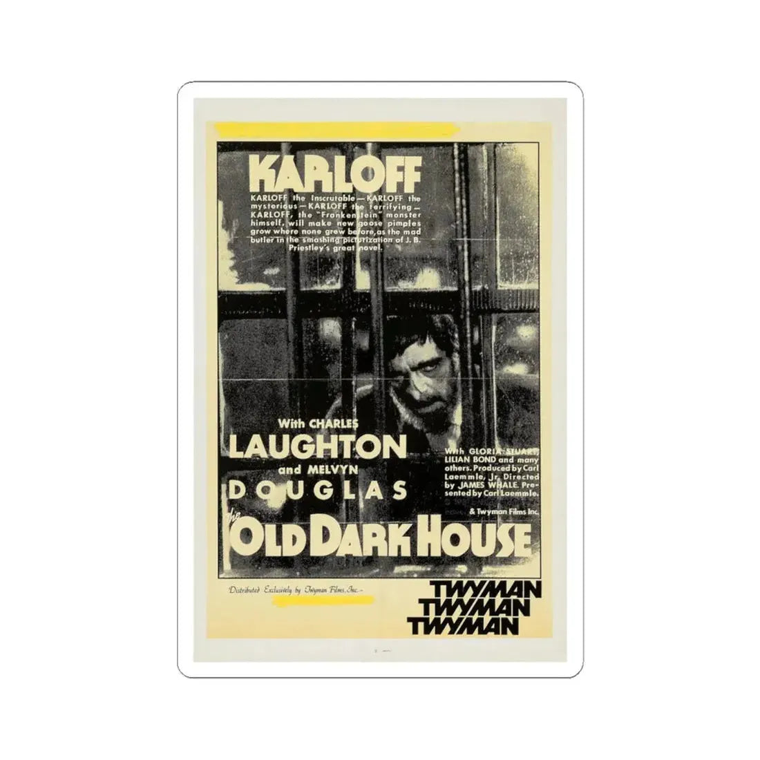 THE OLD DARK HOUSE 1932 Movie Poster - STICKER Vinyl Kiss-Cut Decal 4 Inch White - The Sticker Space