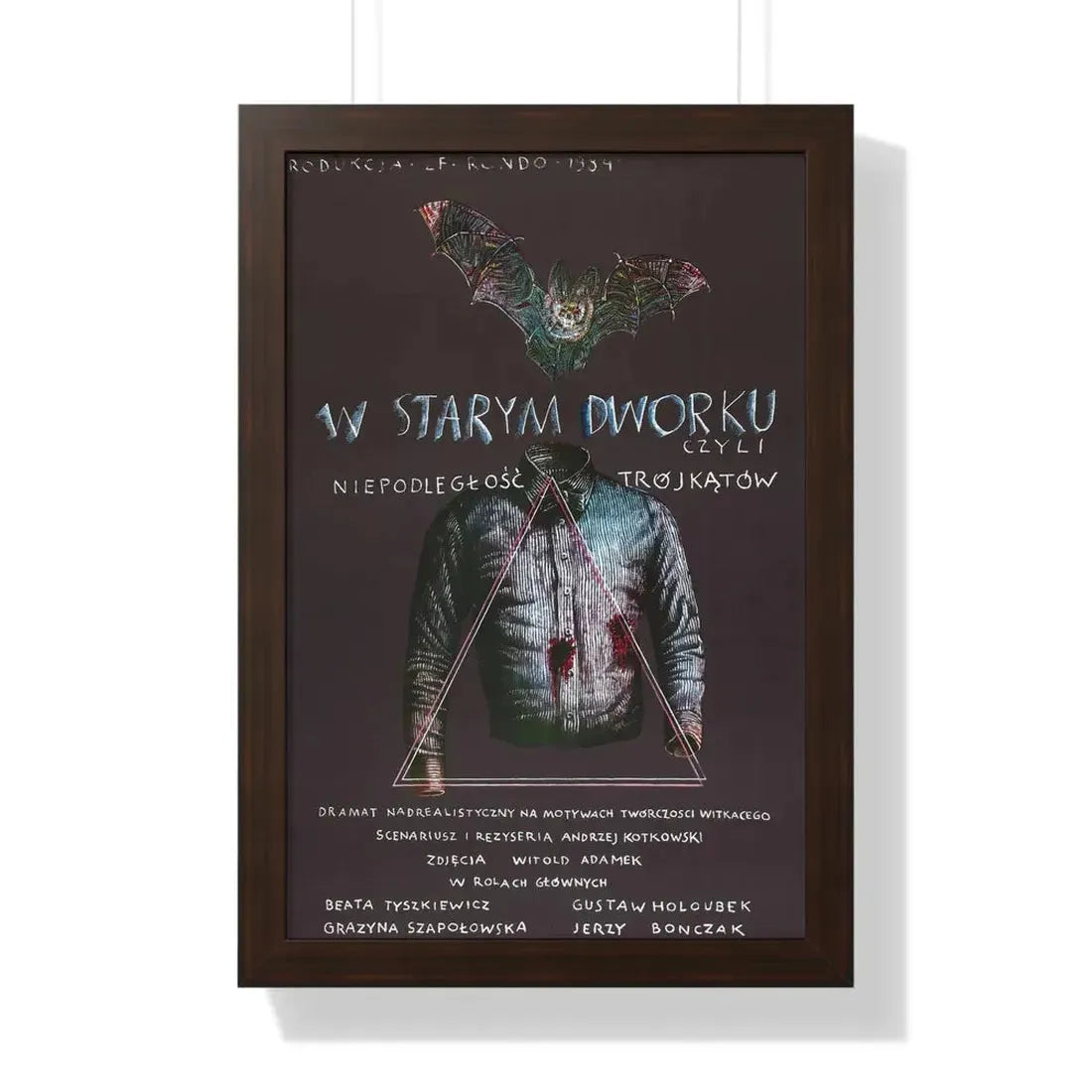 THE OLD MANOR OF LOOSE TRIANGLES 1985 - Framed Movie Poster 16″ x 24″ Walnut - The Sticker Space