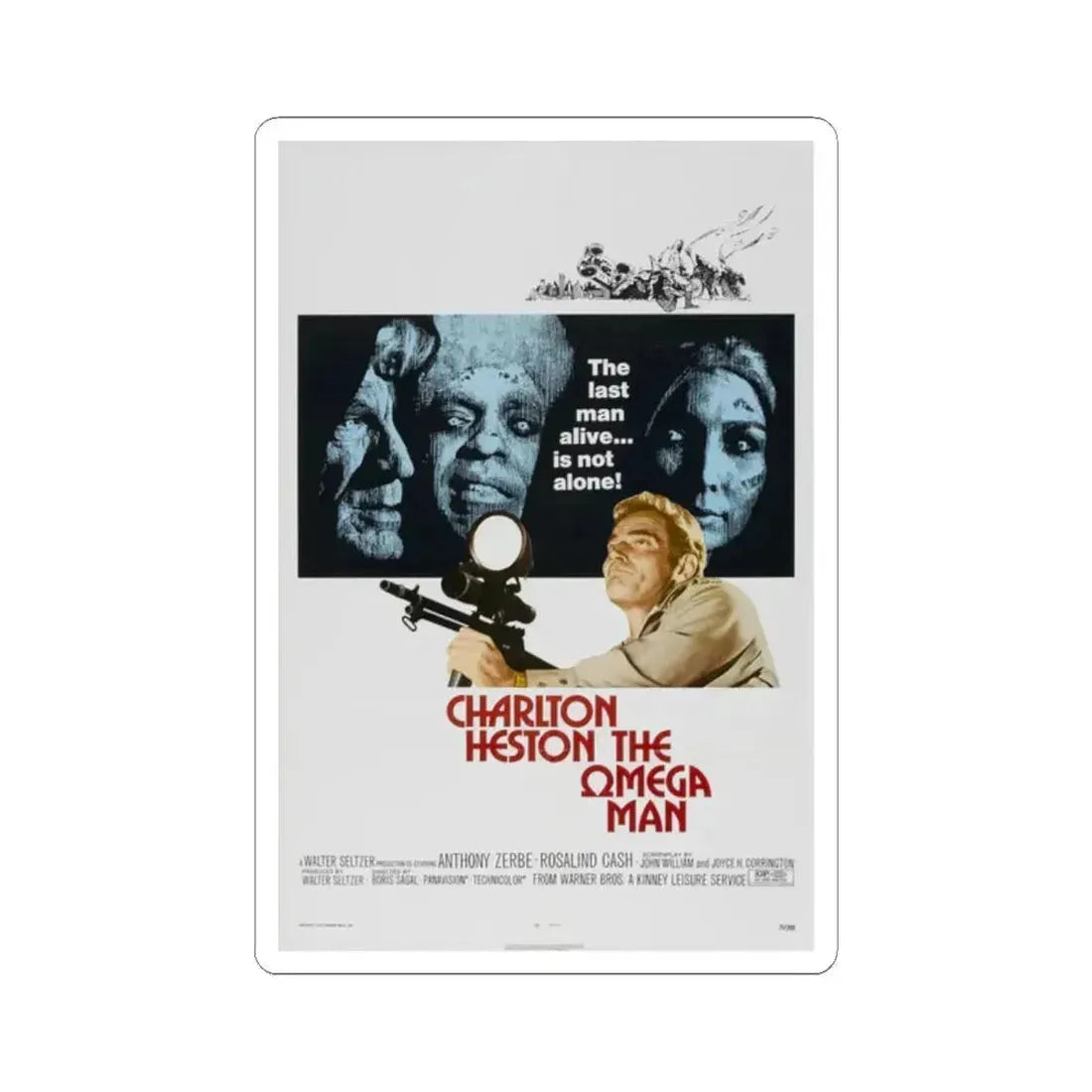 THE OMEGA MAN 1971 Movie Poster - STICKER Vinyl Kiss-Cut Decal 2 Inch White - The Sticker Space