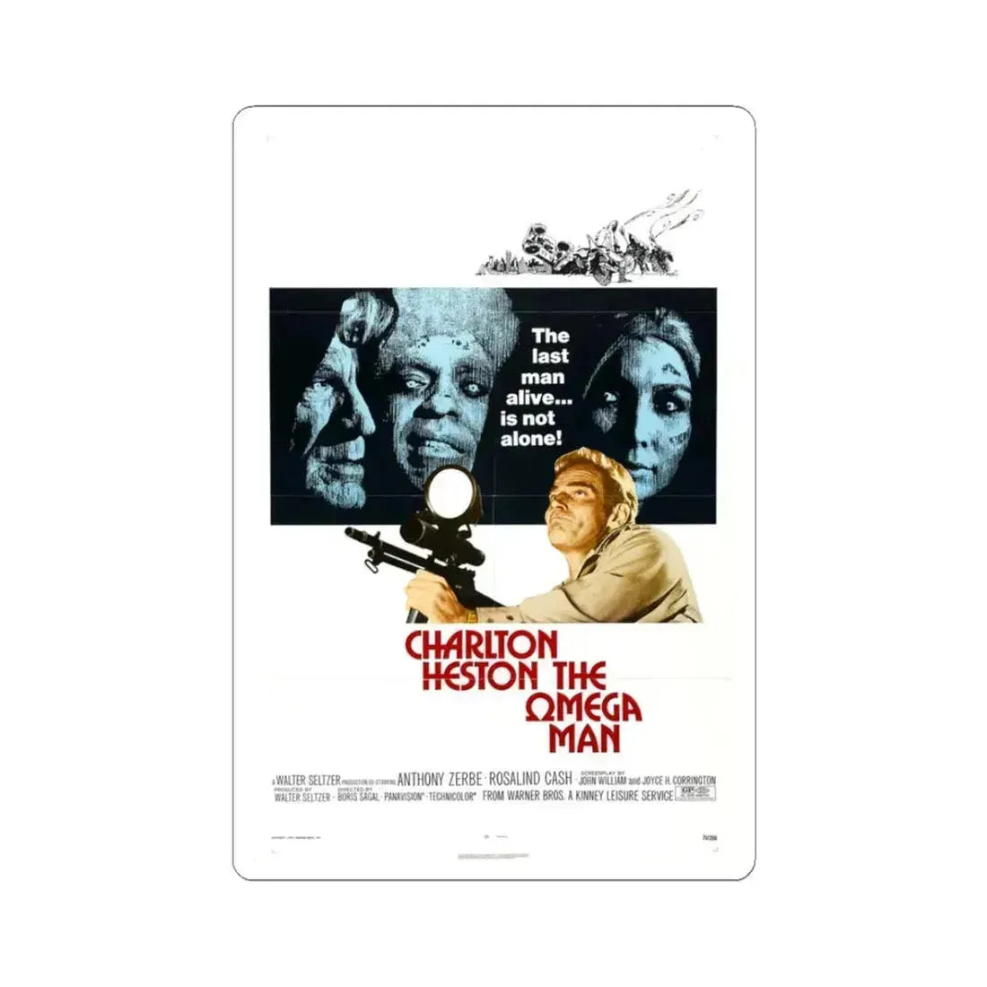 The Omega Man 1971 Movie Poster - STICKER Vinyl Kiss-Cut Decal 3 Inch White - The Sticker Space