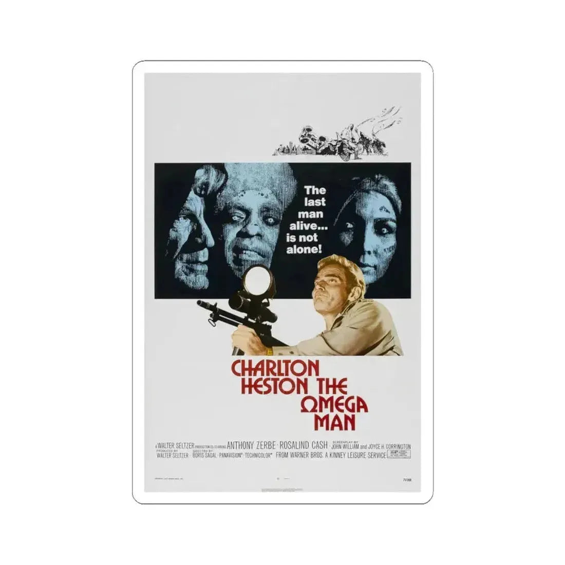 THE OMEGA MAN 1971 Movie Poster - STICKER Vinyl Kiss-Cut Decal 6 Inch White - The Sticker Space
