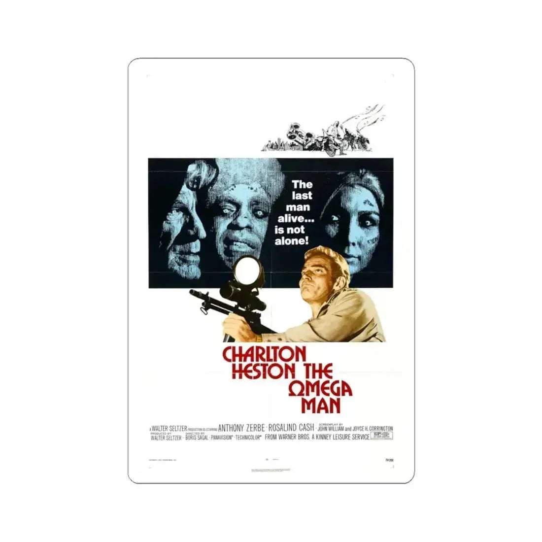 The Omega Man 1971 Movie Poster - STICKER Vinyl Kiss-Cut Decal 6 Inch White - The Sticker Space