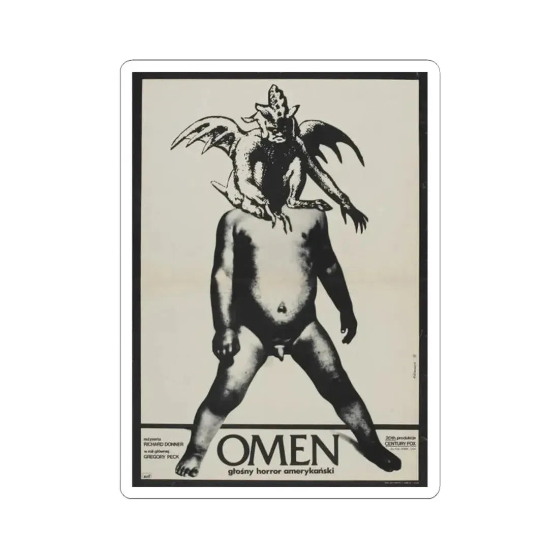 THE OMEN (POLISH) 1976 Movie Poster - STICKER Vinyl Kiss-Cut Decal 2 Inch White - The Sticker Space