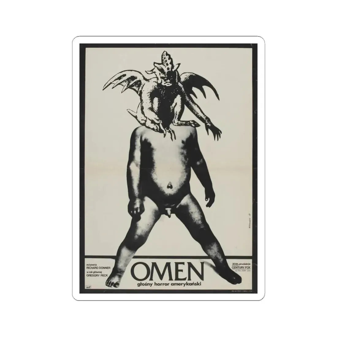 THE OMEN (POLISH) 1976 Movie Poster - STICKER Vinyl Kiss-Cut Decal 3 Inch White - The Sticker Space