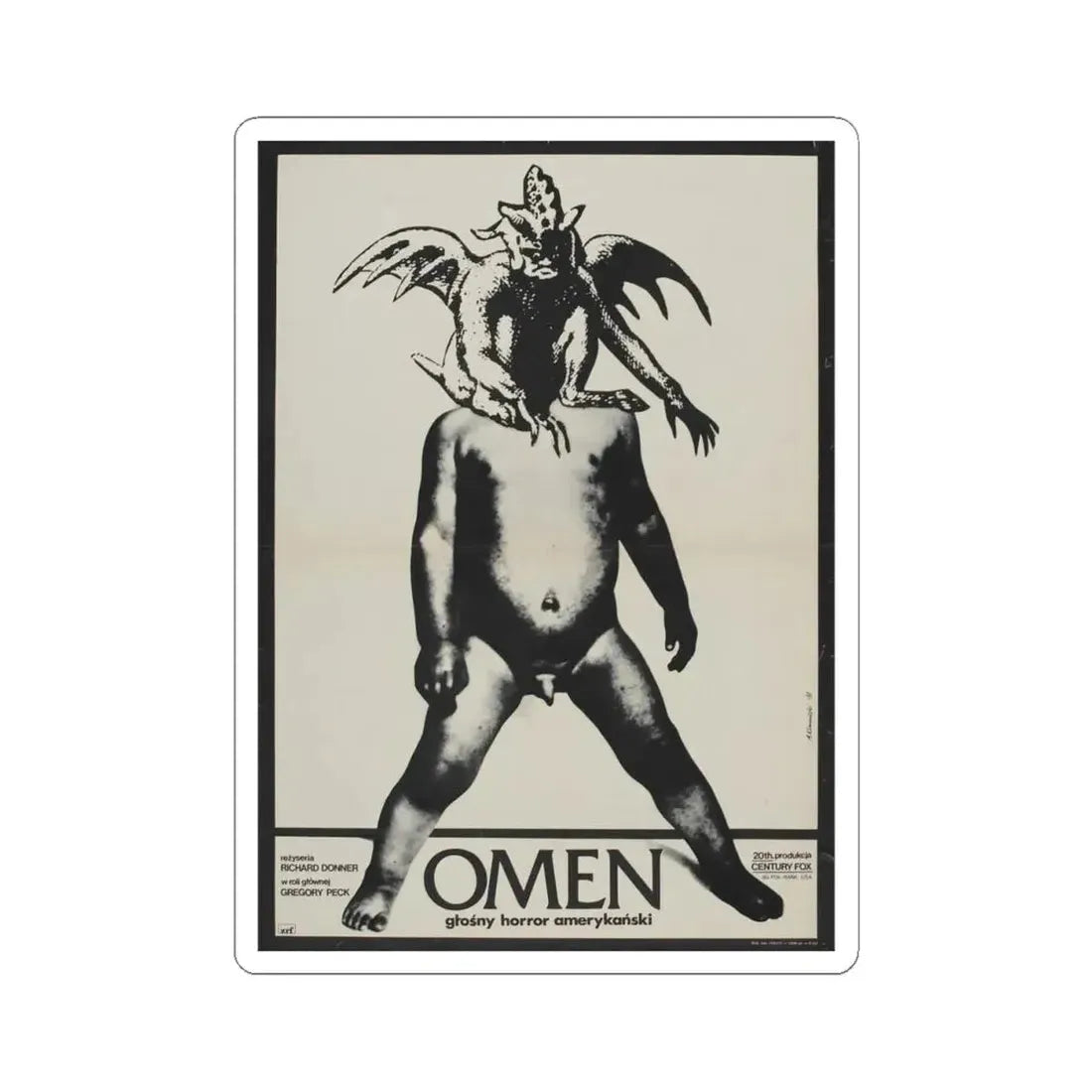 THE OMEN (POLISH) 1976 Movie Poster - STICKER Vinyl Kiss-Cut Decal 4 Inch White - The Sticker Space