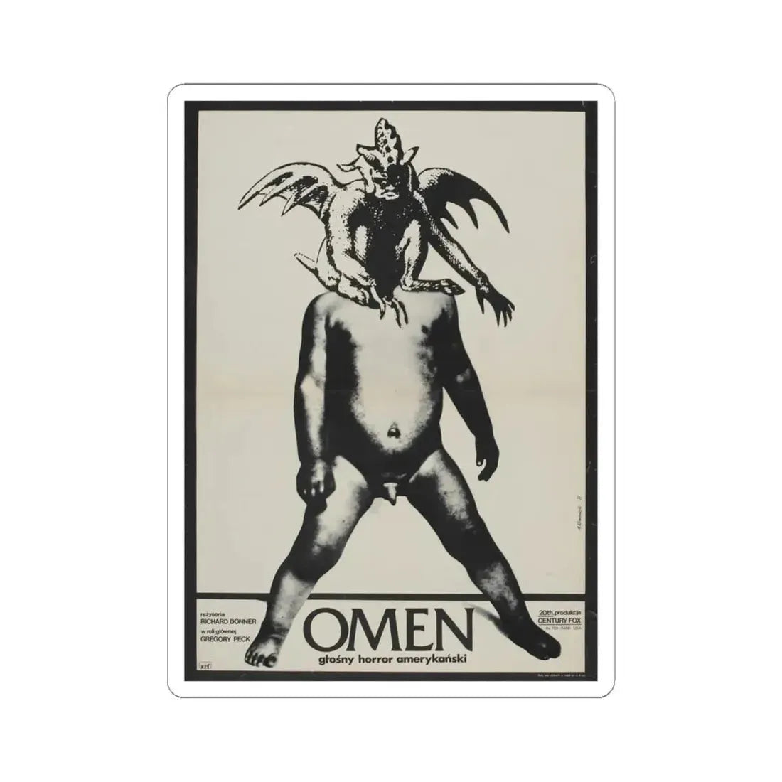 THE OMEN (POLISH) 1976 Movie Poster - STICKER Vinyl Kiss-Cut Decal 6 Inch White - The Sticker Space