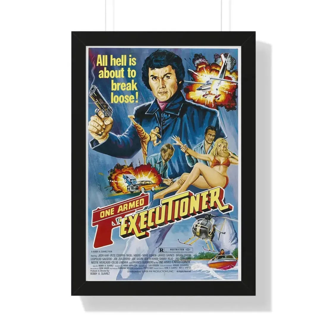 THE ONE ARMED EXECUTIONER 1981 - Framed Movie Poster 16″ x 24″ Black - The Sticker Space