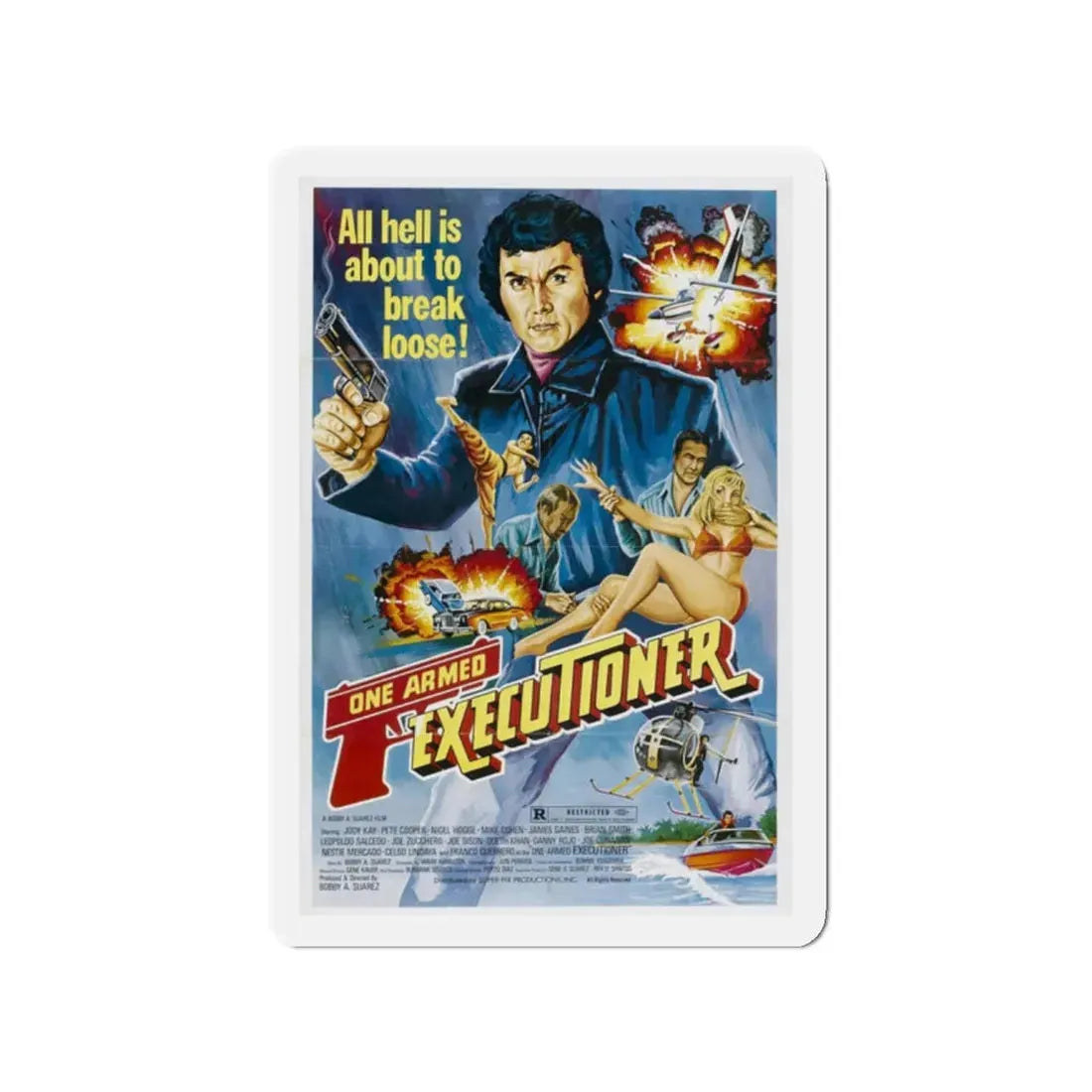 THE ONE ARMED EXECUTIONER 1981 Movie Poster - Refrigerator Magnet 2 Inch Die-Cut - The Sticker Space
