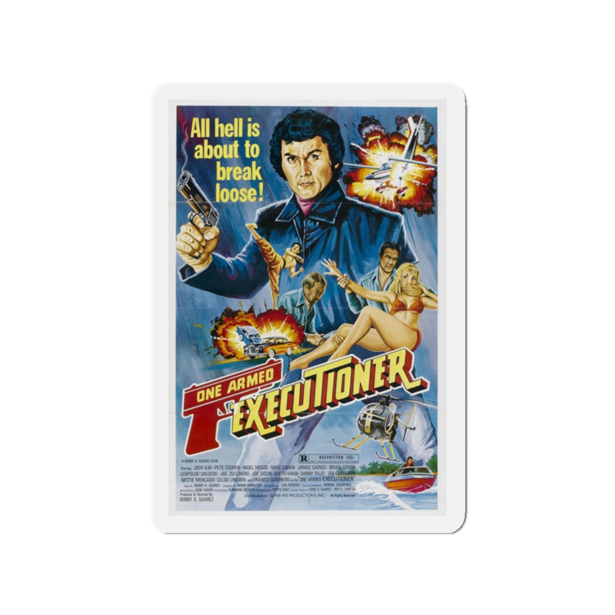 THE ONE ARMED EXECUTIONER 1981 Movie Poster - Refrigerator Magnet-2" x 2"-The Sticker Space