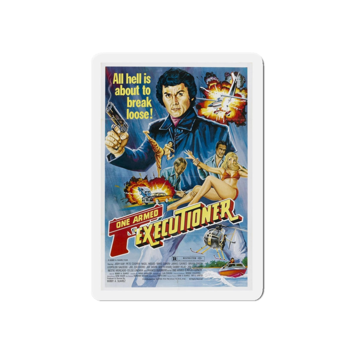 THE ONE ARMED EXECUTIONER 1981 Movie Poster - Refrigerator Magnet-3" x 3"-The Sticker Space