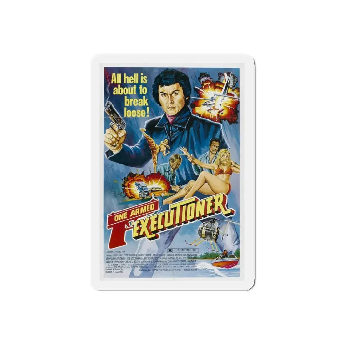 THE ONE ARMED EXECUTIONER 1981 Movie Poster - Refrigerator Magnet 4 Inch Die-Cut - The Sticker Space