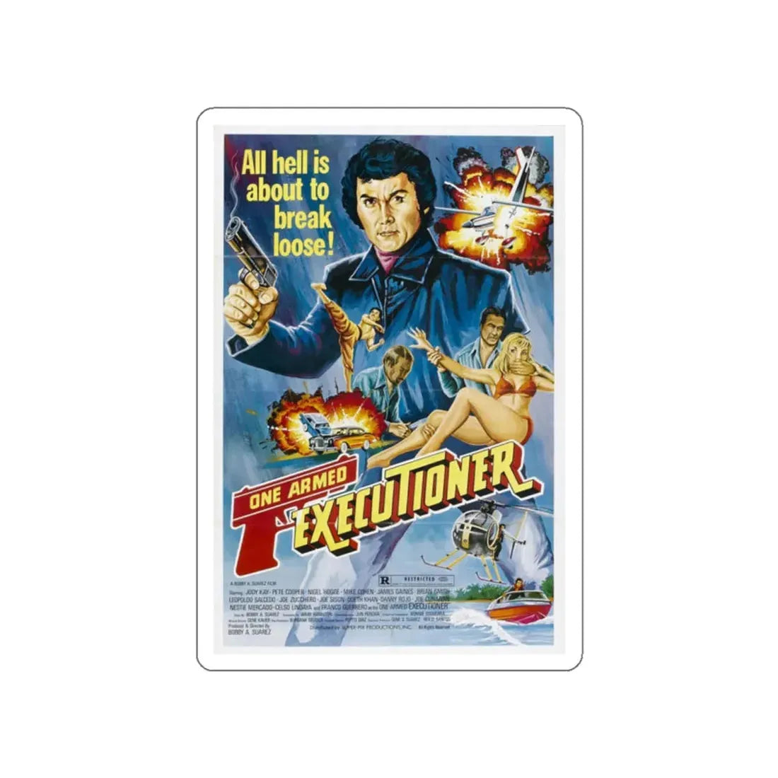 THE ONE ARMED EXECUTIONER 1981 Movie Poster STICKER Vinyl Die-Cut Decal 2 Inch - The Sticker Space