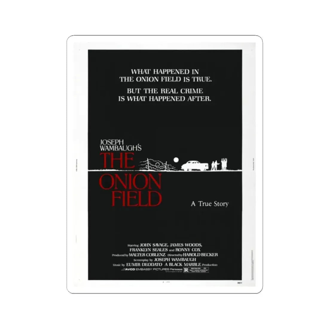 The Onion Field 1979 Movie Poster - STICKER Vinyl Kiss-Cut Decal 2 Inch White - The Sticker Space