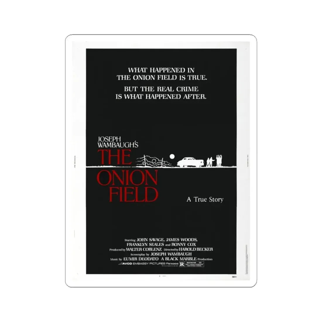 The Onion Field 1979 Movie Poster - STICKER Vinyl Kiss-Cut Decal 6 Inch White - The Sticker Space