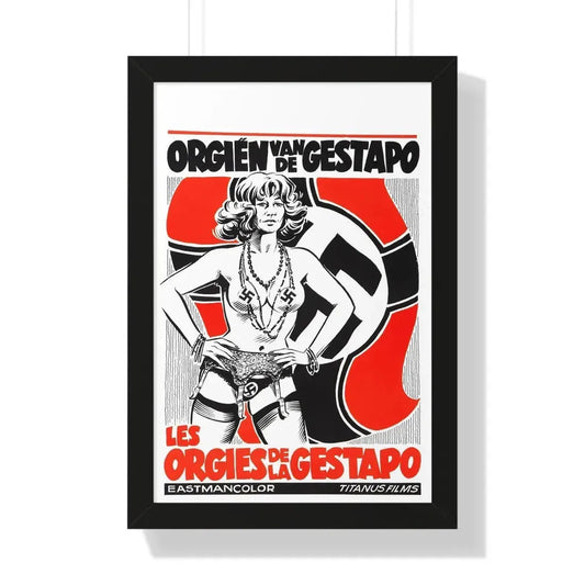 THE ORGIES OF THE GESTAPO (BELGIAN) 1977 - Framed Movie Poster 16″ x 24″ Black - The Sticker Space