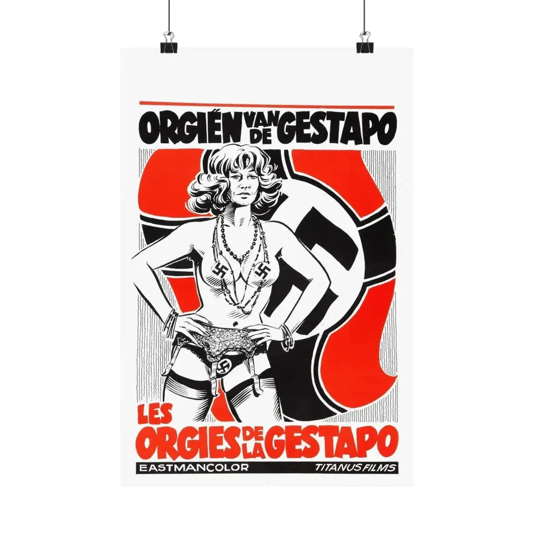 THE ORGIES OF THE GESTAPO (BELGIAN) 1977 - Paper Movie Poster 12″ x 18″ Matte - The Sticker Space