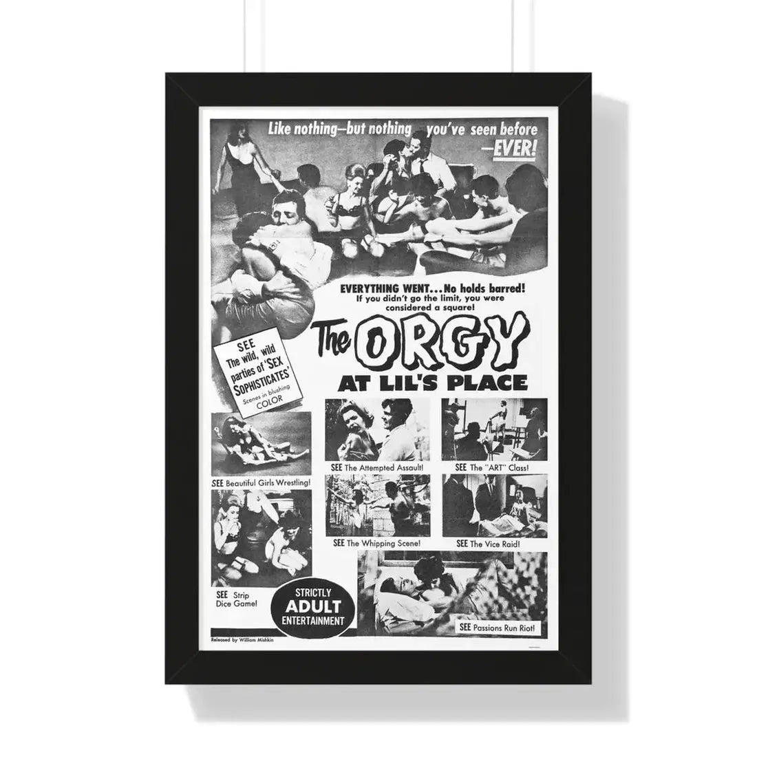 THE ORGY AT LIL'S PLACE 1963 - Framed Movie Poster 16″ x 24″ Black - The Sticker Space