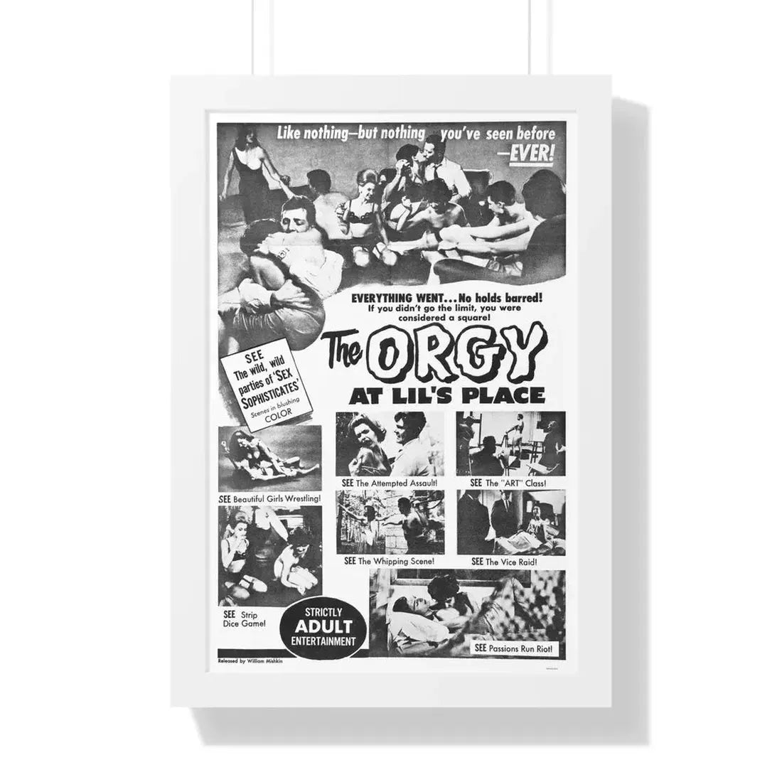 THE ORGY AT LIL'S PLACE 1963 - Framed Movie Poster 16″ x 24″ White - The Sticker Space