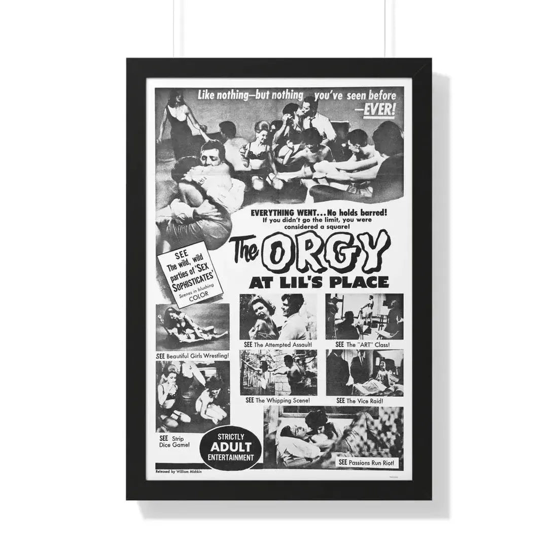 THE ORGY AT LIL'S PLACE 1963 - Framed Movie Poster 20" x 30" Black - The Sticker Space