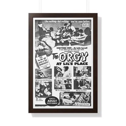 THE ORGY AT LIL'S PLACE 1963 - Framed Movie Poster 20" x 30" Walnut - The Sticker Space