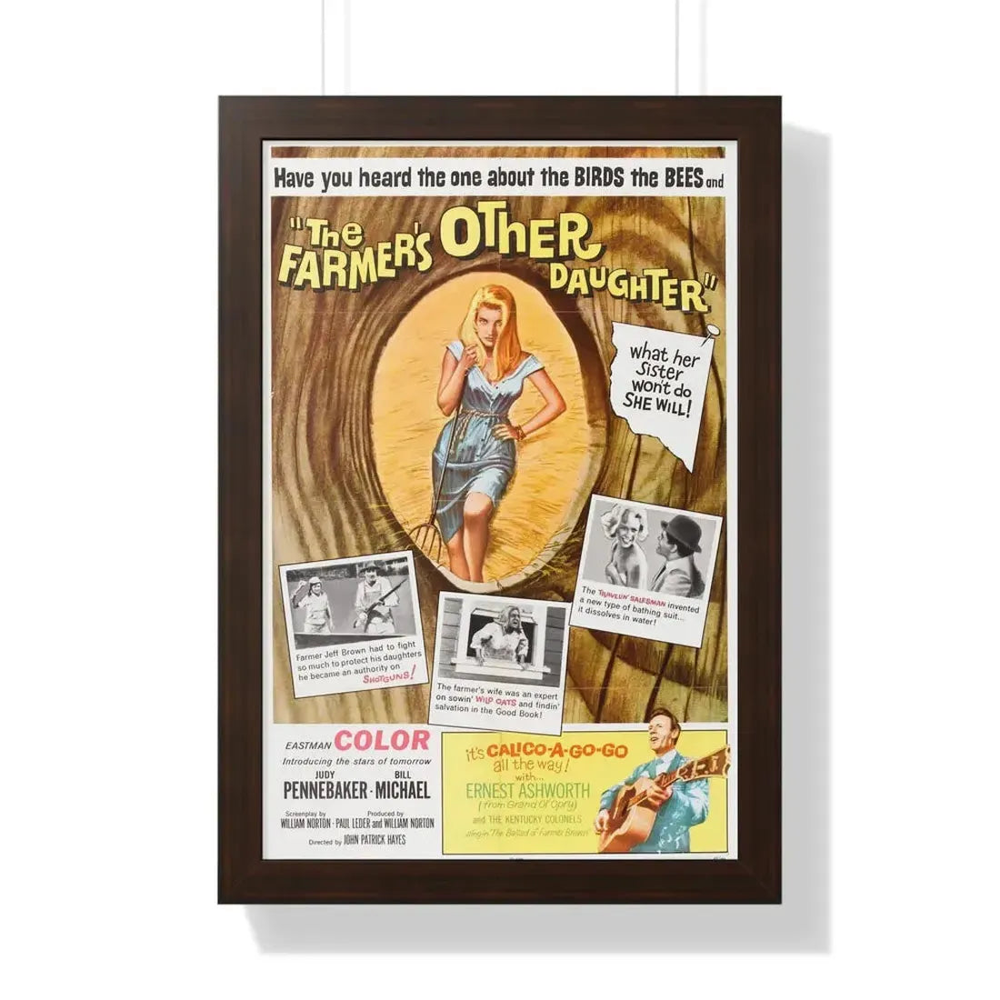 THE OTHER FARMER'S DAUGHTER 1965 - Framed Movie Poster 16″ x 24″ Walnut - The Sticker Space