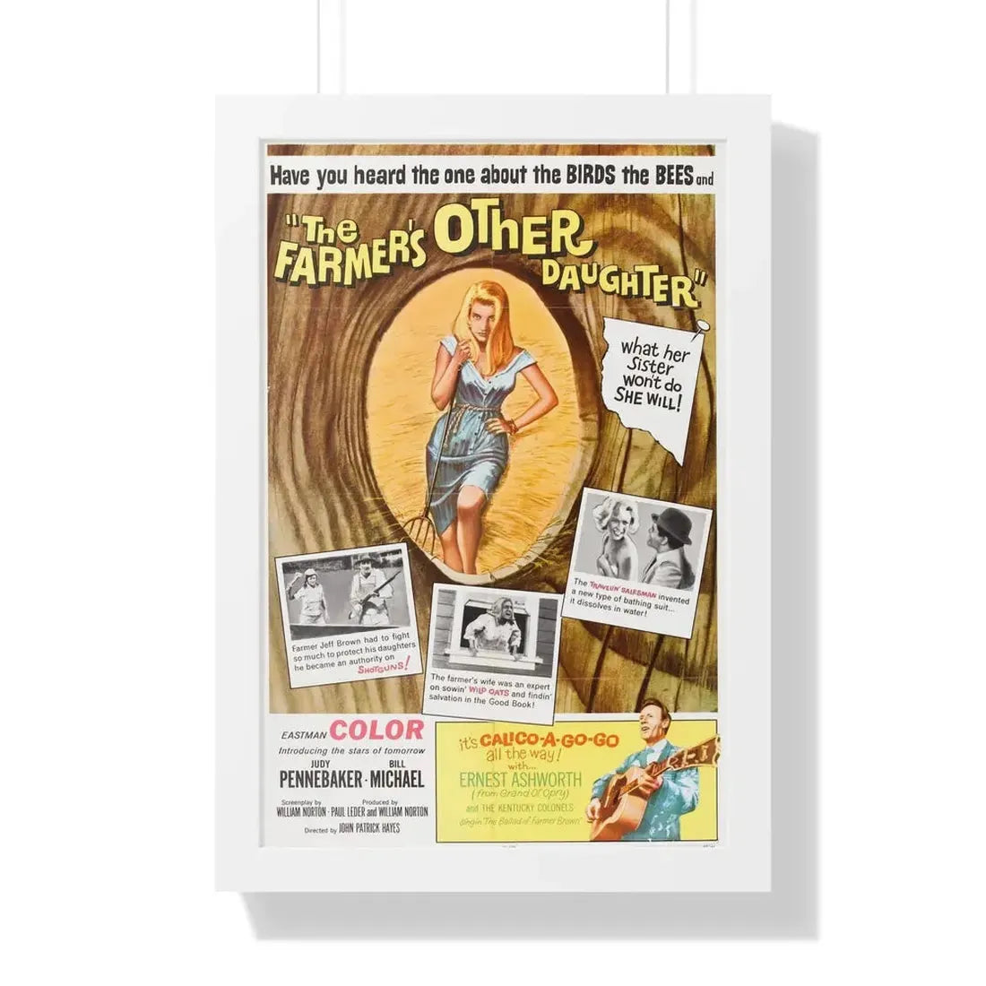 THE OTHER FARMER'S DAUGHTER 1965 - Framed Movie Poster 16″ x 24″ White - The Sticker Space