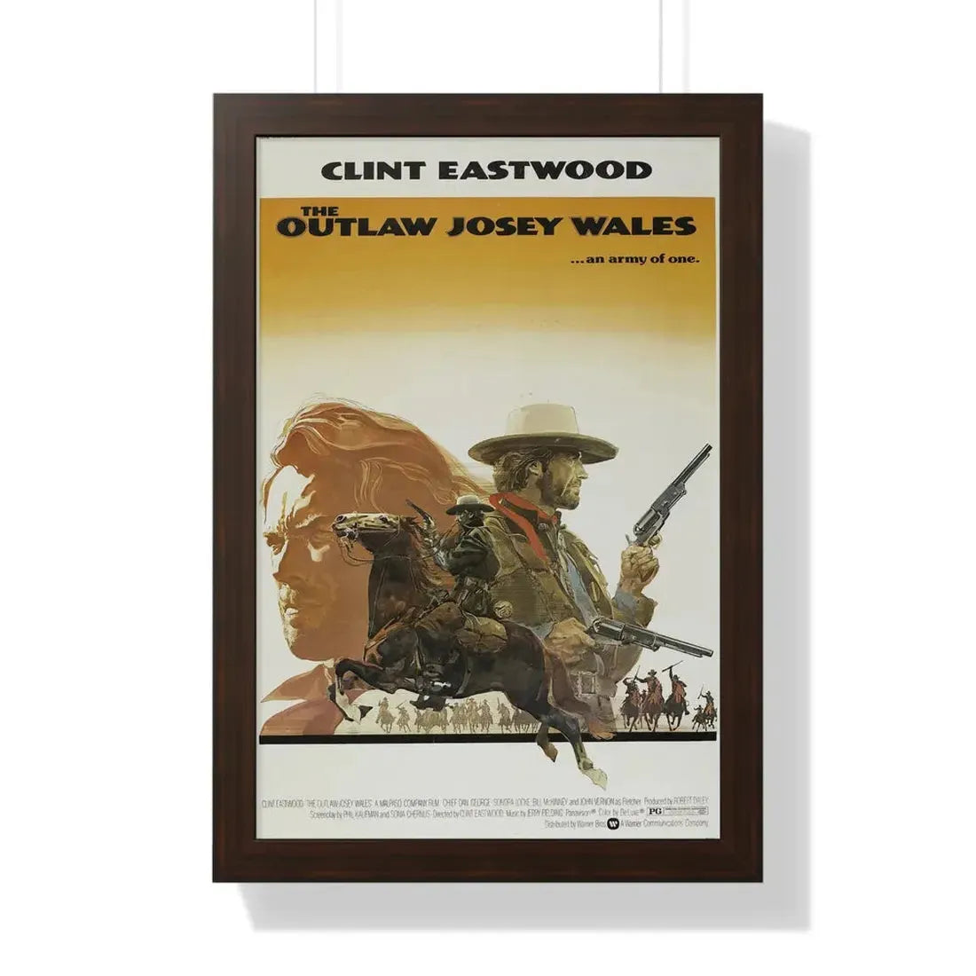 THE OUTLAW JOSEY WALES 1976 - Framed Movie Poster 16″ x 24″ Walnut - The Sticker Space