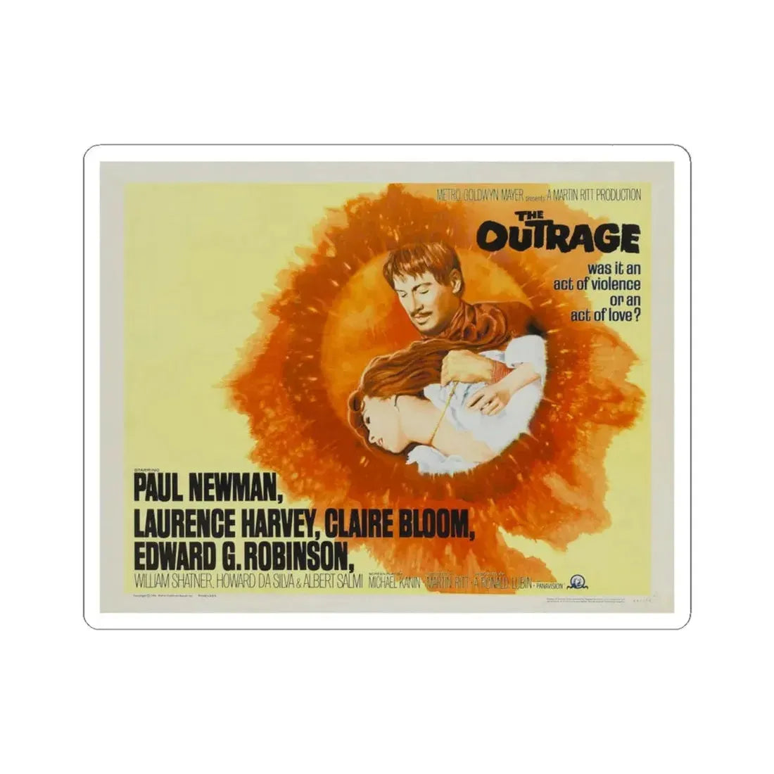 The Outrage 1964 Movie Poster - STICKER Vinyl Kiss-Cut Decal 4 Inch White - The Sticker Space