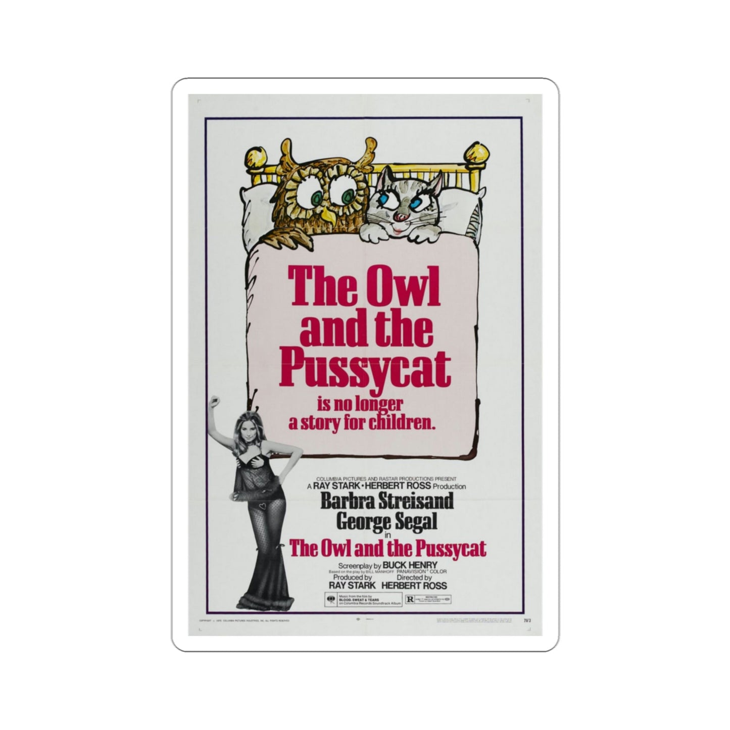 The Owl and the Pussycat 1970 Movie Poster STICKER Vinyl Die-Cut Decal-3 Inch-The Sticker Space