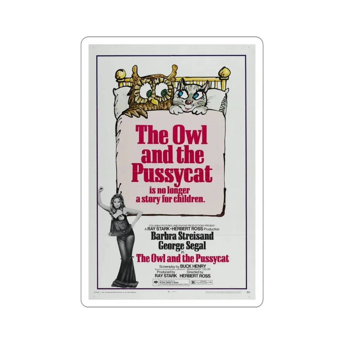 The Owl and the Pussycat 1970 Movie Poster STICKER Vinyl Die-Cut Decal 5 Inch - The Sticker Space